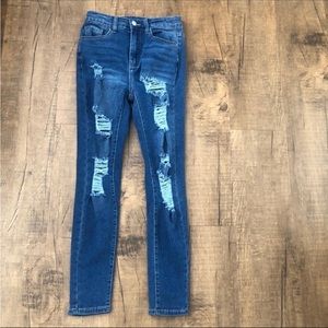 Medium Wash Distressed Skinny Jeans Size 2
